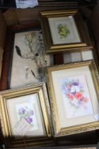 Madge Rule, three small botanical watercolours, gilt framed, together with three prints (6)