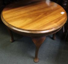 An oak occasional table with barley twist legs plus a low satin wood circular table