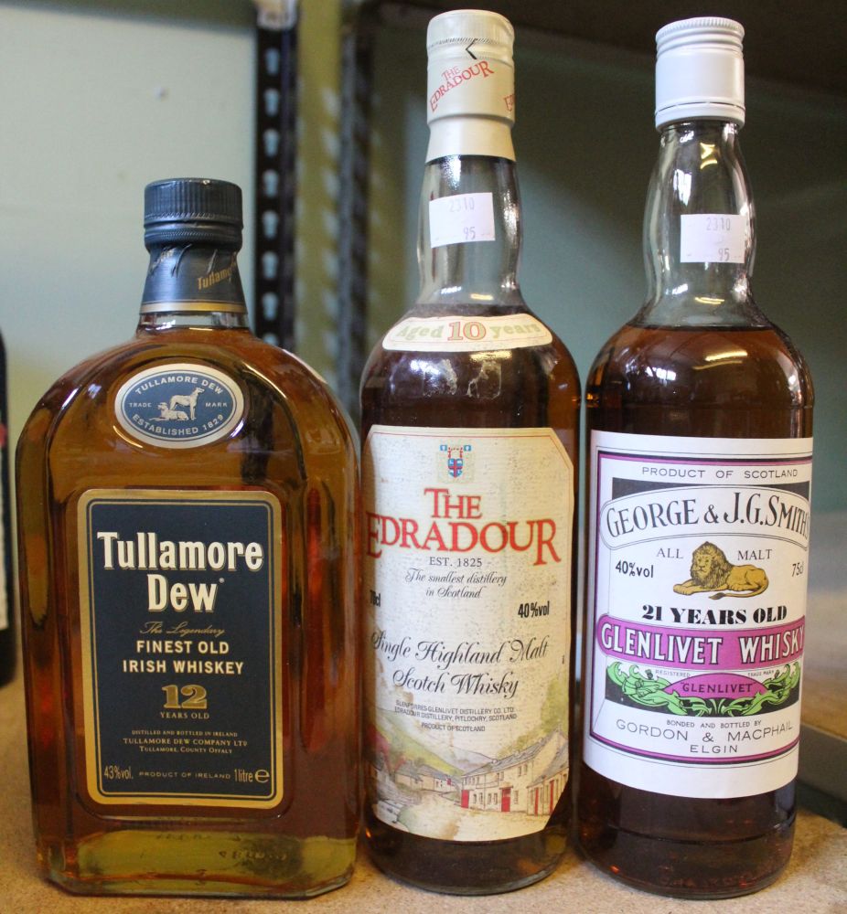 Tullamore 12 year old Irish Whiskey, 1 bottle The Equador Single Highland malt Scotch Whisky, 1 bott