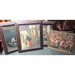 After Brueghal "The Wedding Dance" framed colour print together with three other framed prints of Ol