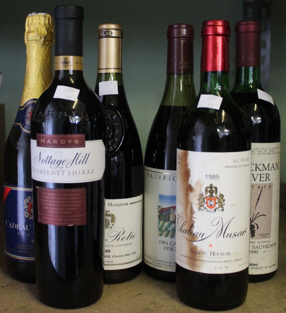 Six assorted wines to include Cote Rotie 1990, Chateau Musare 1985 etc (6)