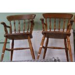 A pair of solid beech kitchen chairs