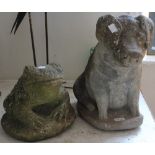 Two cast garden ornaments in the form of a pig & a frog