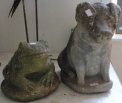 Two cast garden ornaments in the form of a pig & a frog