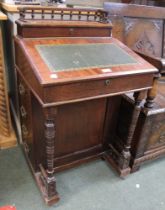 A reproduction mahogany Davenport desk with green inset skiver