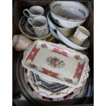 A box containing a good selection of vintage china, plates, bowls etc