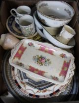 A box containing a good selection of vintage china, plates, bowls etc