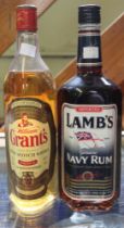 Lambs Navy rum, 1 ltr bottle Grant Scotch Whisky, 1 bottle
