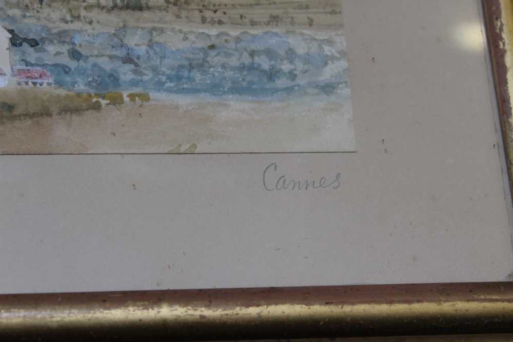 European school, "Cannes" watercolour painting, 13cm x 34cm, gilt framed and glazed together with a - Bild 3 aus 4