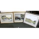 Patricia L Harris, "Broughton Castle" watercolour painting, signed, framed, together with one other