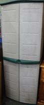 A plastic garden storage shed approx. 6ft tall