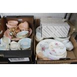 A Portmeirion "Botanic Garden" salad bowl in original box, a Goebel figurine, part Aynsley tea set a