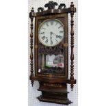 A 19th century rosewood cased clock, satinwood & ebony inlay