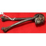 A pair of bronze Skull & Crossbone design nut-crackers, impressed RD740410