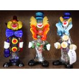 Three Murano glass clowns, a/f