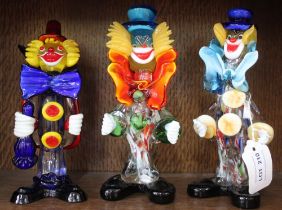 Three Murano glass clowns, a/f