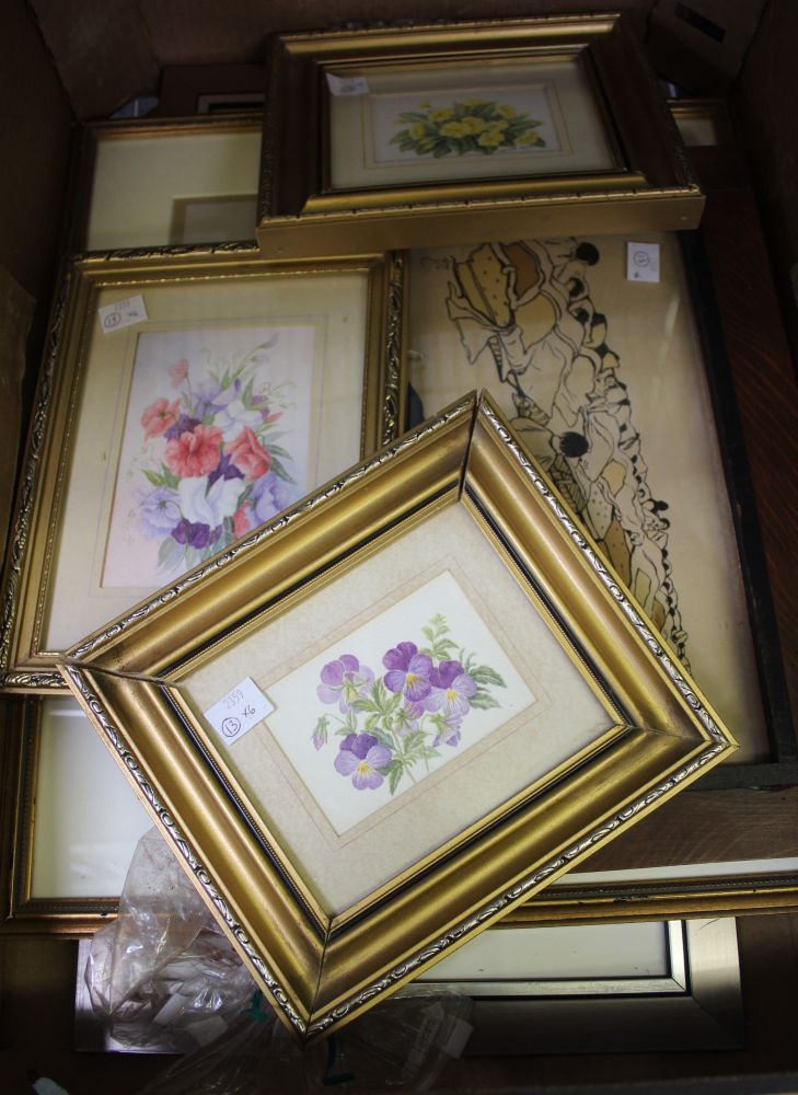 Madge Rule, three small botanical watercolours, gilt framed, together with three prints (6) - Image 2 of 2