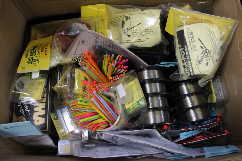 A box containing a good & varied selection of River fishing tackle, to include floats, line, feeders