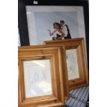 Two prints after Jack Vettriano and three prints after Shepherd, Winnie Pooh all framed (5)