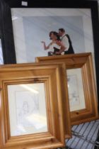 Two prints after Jack Vettriano and three prints after Shepherd, Winnie Pooh all framed (5)