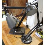 A vintage black anglepoise style desk lamp with a modern other example