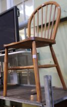 A single hoop and stick back Ercol ash and elm kitchen chair with kite mark