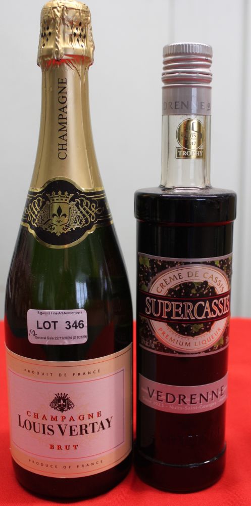 Louis Vertay Champagne, 1 bottle Vedrenne Supercassis Liqueur, 1 bottle (total 2 bottles in lot)