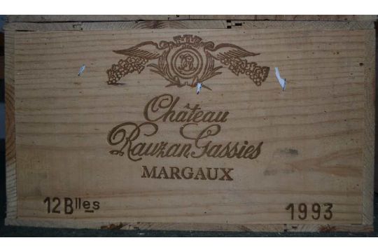 Chateau Rauzan Gassies Margaux 1993, 12 bottles in original wooden case