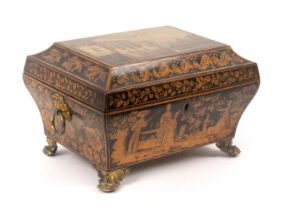 A fine print and penwork decorated documentary sewing box belonging to the Suffragette Georgiana