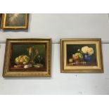 Erik W. Gleave, two modern oils, 'Still Life', 29 x 39cm and 35 x 45cm