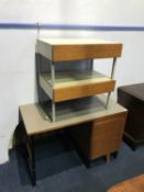 Teak desk and a pair of bedside drawers