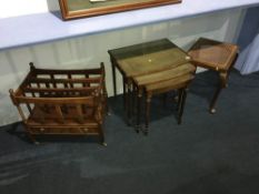 Canterbury, a nest of tables and a cane top stool