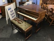 A George Rogers and Sons mahogany baby grand piano, numbered 1717 and 40685, with duet stool, W