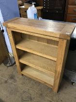 Light oak open bookcase, W 89cm