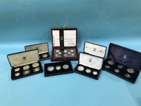 Silver proof sets, mostly UK (7), approx. 17 ounces