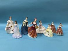 Five Royal Doulton figurines etc (8)