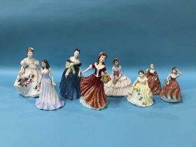 Five Royal Doulton figurines etc (8)