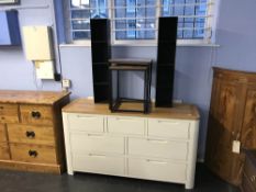 A modern cream chest of drawers, W 140cm