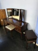 Stag dressing table, stool and bedside table