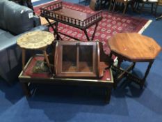 Edwardian octagonal occasional table, a coffee table, corner cabinet etc