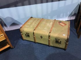 A travel trunk with Cunard Line labels