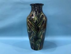 A tall pottery vase with incised decoration of birds, H 50cm