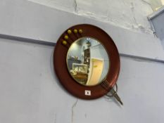 A 1950's decorative circular wall mirror, D 48cm