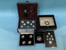 Various silver proof coins, in original cases