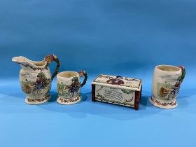 A collection of Crown Devon musical tankards, jugs etc