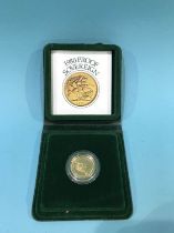 1980 UK gold proof sovereign, in case of issue, with certificate
