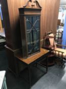 Edwardian mahogany corner cabinet and a mahogany side table with single drawer