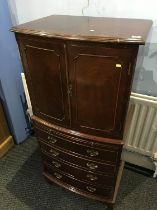 Mahogany bow front cocktail cabinet