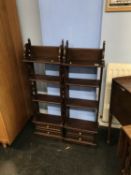 Pair of reproduction mahogany narrow bookcases