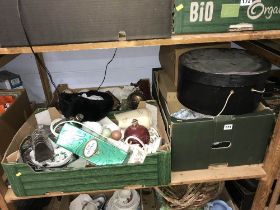 Three trays of glass, china etc